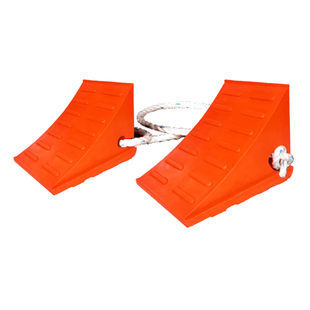 WC-UO400-2R – DRIVER IND. Wheel Chock, Orange Polyurethane Set Of 2 Tire Diameter Up To 35 Inch 15 Ton Maximum Capaci...